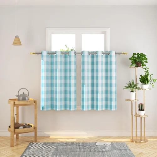Vista 50 de Cortinas de 24 pulgadas de largo con diseño Buffalo Check Gingham Plaid para ventanas de cocina y baño, tratamiento para ventanas con 2 paneles