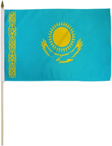 Vista 2 de Bandera de palo de Kazajstán de 12 x 18 pulgadas, paquete de 1 docena