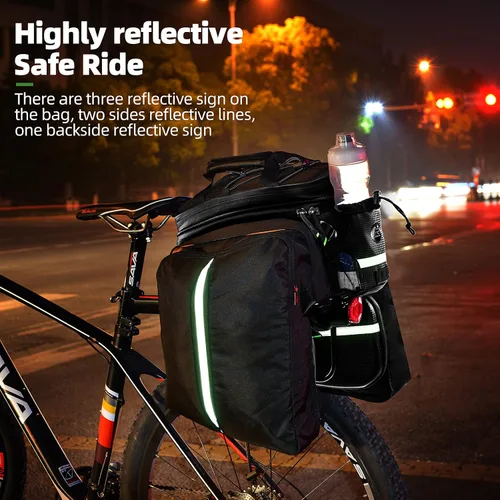Vista 6 de ROCKBROS - Bolsa de maletero para bicicleta, impermeable, de cuero de carbono, para el asiento trasero, alforja, bolso de mano