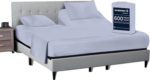 Vista 13 de SGI bedding Sábana Queen de 28 pulgadas con cabecera flexible y parte superior dividida, 100% algodón egipcio - 600 número de hilos, sábanas