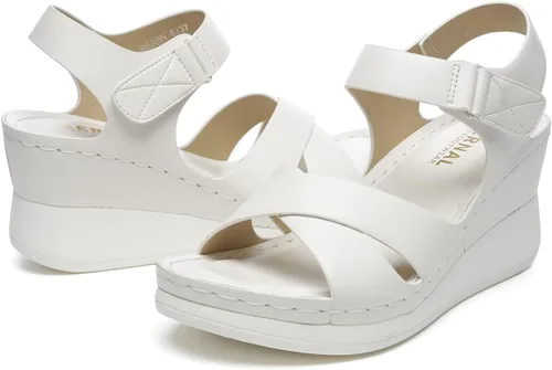 Vista 7 de Bernal Women'S Platform Sandals with Sparkle Glitter Dressy Summer Casual Wedge Ankle Strap Open Toe Sandals