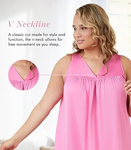 Vista 5 de Exquisite Form Women's 30107 Nylon Tricot Sleeveless Short Knee Length Nightgown