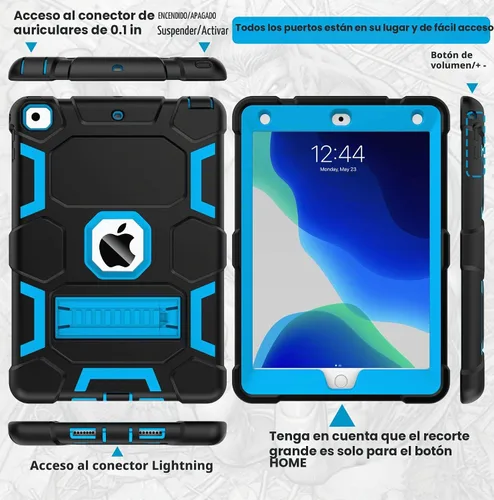 Vista 7 de CCMAO Funda para iPad de 6ª/5ª generación (9.7 pulgadas, 2018/2017), iPad Air de 2ª generación (2014) con soporte, funda protectora híbrida a prueba