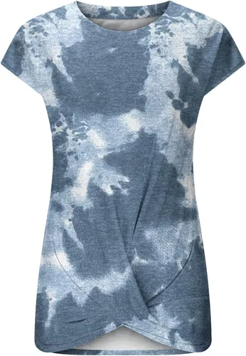 Vista 5 de DASAYO Women's Cap Sleeve T-Shirts Cute Floral Fashion Tops Shirt Loose Fit Going Out Trendy Bohemian Blouses Summer Outfits