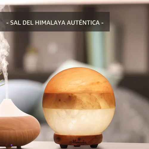 Vista 6 de Lámpara de roca de sal de doble iluminación - Globo moderno rosa blanco y gris Diseño de lámparas de sal con atenuador, brillo ajustable. Luz