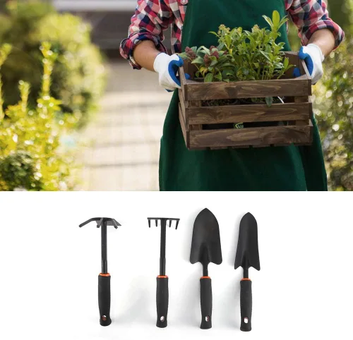 Vista 3 de Pala de jardín, 4 unids/set de herramientas de rastrillo de jardín espesado, accesorios de jardinería para el hogar para plantar flores
