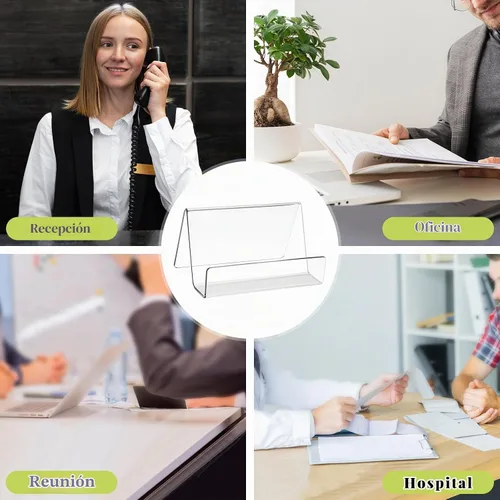 Vista 8 de 3 soportes acrílicos para tarjetas de visita para escritorio, soporte para tarjetas de presentación de escritorio, soporte transparente