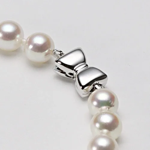 Vista 3 de Moon Label Pulsera japonesa de perlas cultivadas Akoya de 0.256in para mujer, diseño elegante, excelente regalo, Perla