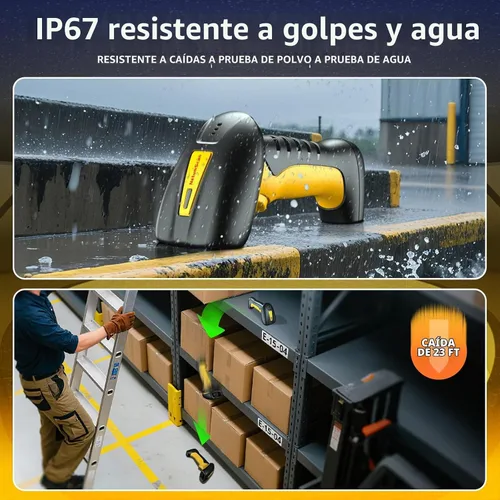 Vista 3 de NetumScan Escáner de código de barras QR Bluetooth industrial, IP67 impermeable y 7M a prueba de caídas, 2600 mAh inalámbrico 1D 2D escáner
