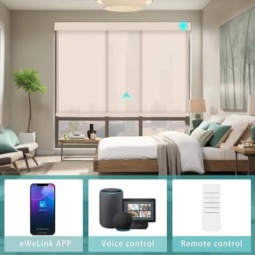 Vista 8 de Changshade Persiana enrollable inteligente con control remoto, persianas automáticas con filtro de luz para ventanas de tamaño personalizado