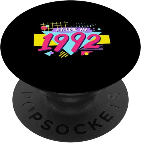 Vista 6 de Made in 1992 90s Nostalgia Retro Vintage 1990s 32nd Birthday PopSockets MagSafe PopGrip for iPhone