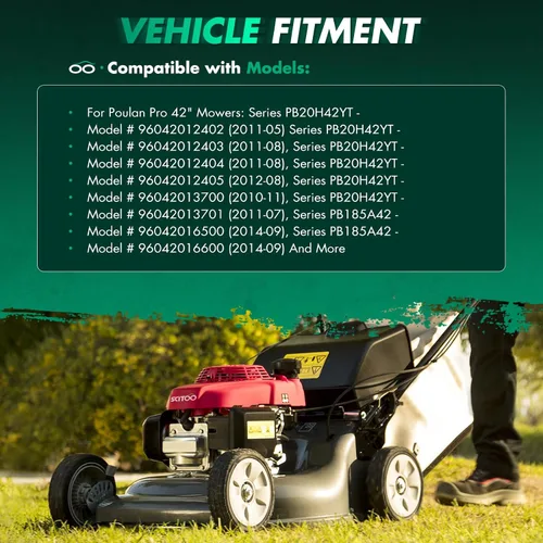 Vista 5 de SCITOO Kit de reconstrucción de cubierta, 42 piezas de cubierta de cortacésped compatible con Poulan Pro PP19A42 PB185A42 PB195H42LT PB20H42YT, 1