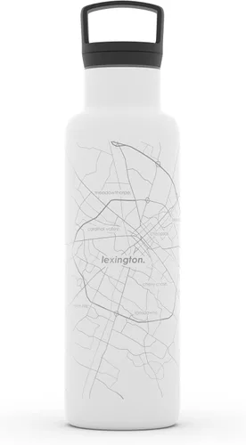 Vista 7 de Well Told Botella de agua aislada con mapa de Washington DC grabado, botella de acero inoxidable grabada (21 onzas, blanco) botella aislada de mapa