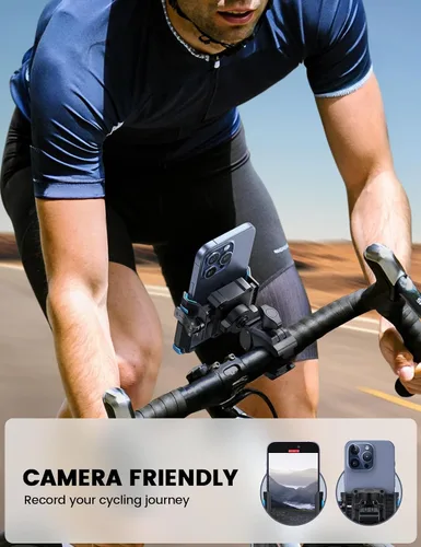 Vista 2 de Lamicall - Soporte para teléfono de motocicleta y bicicleta - [Liberación rápida 1s] Abrazadera de teléfono celular para bicicleta, abrazadera