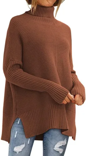 Vista 8 de LILLUSORY Suéteres de gran tamaño con cuello redondo para mujer, túnica Albaricoque