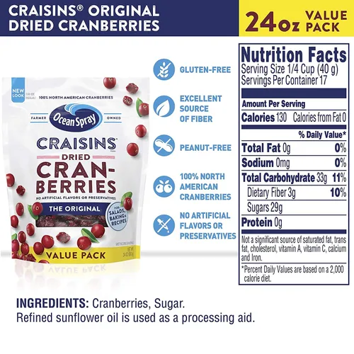 Vista 13 de Ocean Spray Craisins Arándanos Rojos Secos Originales, Paquete de Valor de 24 Onzas