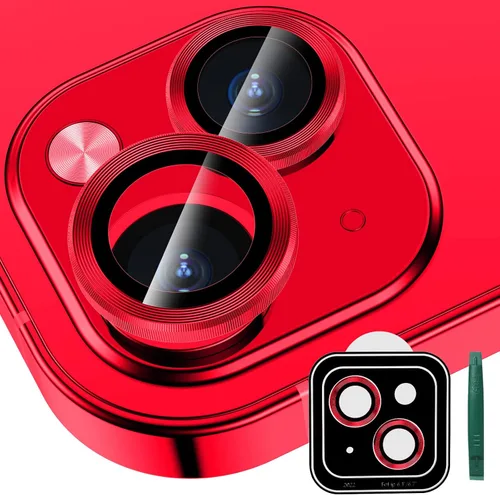 Vista 9 de Protector de lente de cámara de metal de aleación de alta calidad, protector de pantalla de vidrio templado compatible con iPhone 14 / Plus, ultra