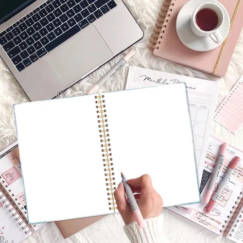 Vista 7 de Heveboik Cuaderno en blanco A5 - Cuaderno de papel en blanco de 70 hojas/140 páginas, papel blanco grueso de 100 GSM, diario en espiral en blanco