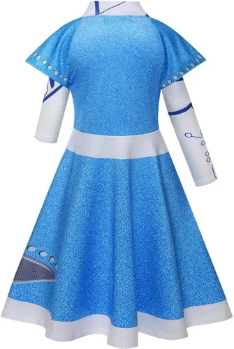 Vista 3 de Vestido de manga larga para niña, para otoño, invierno, de algodón, casual, a rayas, arco iris, Navidad, gráfico