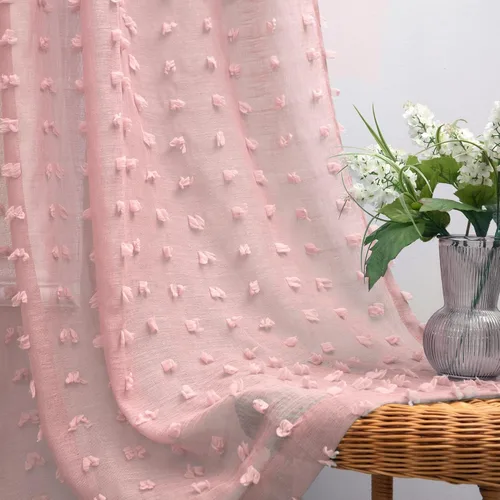 Vista 10 de Cortinas negras KOUFALL de 45 pulgadas de largo para ventana de cocina, cortinas transparentes con pompones y textura de encaje bohemio con bolsillo