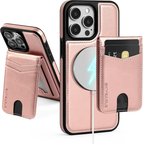 Vista 49 de SkyEagle - Funda tipo cartera compatible con MagSafe para iPhone 11, color negro Detachable Magnetic Credit Card Holder,RFID Blocking,PU
