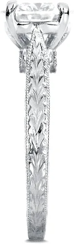 Vista 4 de Anillo de compromiso estilo antiguo con diamantes 112peso total en quilates moissanita oro blanco de 14quilates