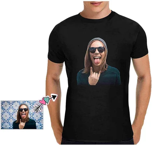 Vista 2 de Camiseta personalizada con caras para hombres, camisetas divertidas personalizadas para novio, camiseta personalizada, gran regalo