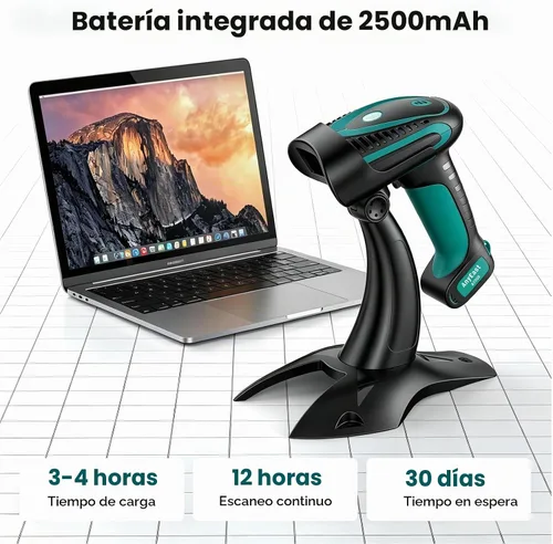 Vista 2 de Escáner de código de barras Anyeast Bluetooth: 2D industrial 1D con soporte USB con cable