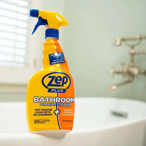 Vista 4 de Zep Plus - Limpiador espumoso para baño - 32 onzas (caja de 12) - R54012 - Mantén tu baño limpio + protege contra la futura acumulación de jabón