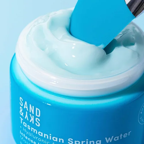 Vista 2 de Sand & Sky Mascarilla hidratante para el cuidado de la piel con ácido hialurónico - Máscara facial de hidratación intensa de agua de manantial