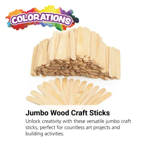 Vista 3 de Colorations Palitos de madera jumbo para manualidades, 500 piezas, palos de madera natural para construir, clasificar, mezclar, contar, cada uno