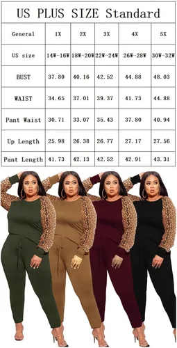 Vista 5 de MRSFITOK Plus Size Leopard Print 2 Piece Outfit for Women Sweatsuits Sets Tops and Sweatpans Sweatsuits Tracksuits