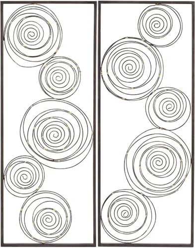 Vista 3 de Dahlia Studios Selke Metallic Swirl - Juego de 2 arte de pared de 13 3/4 x 35 1/2 pulgadas