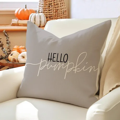 Vista 2 de RABUSOFA Fundas de Almohada de Otoño 18x18 Pulgadas, Almohadas Decorativas de Otoño Hello Pumpkin, Funda de Cojín para Exteriores de Acción