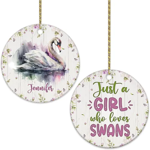 Vista 12 de Hyturtle Adorno de Navidad personalizado para amantes del panda rojo, adorno de cerámica con nombre personalizado de Just A Girl Who Loves Red