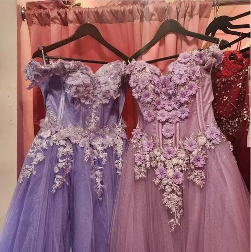 Vista 6 de Vestidos de quinceañera de encaje con cuentas, vestido de baile hinchado con hombros descubiertos, vestidos de graduación de tul 2023 Sweet 15 16