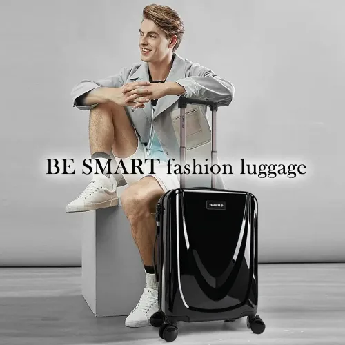 Vista 2 de BE SMART Equipaje de 20 pulgadas (para embarque) con rueda silenciosa giratoria, estuche de transporte integrado de PC+ABS y TSA, maleta pequeña