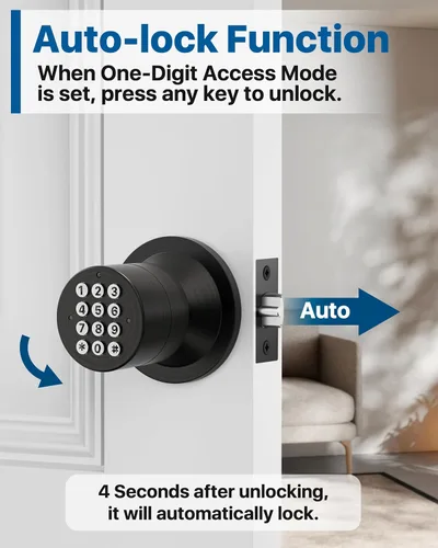 Vista 3 de Cerradura de entrada sin llave con código, pomo de puerta digital con teclado para dormitorio, puerta principal, garaje, hogar, apartamento, bronce