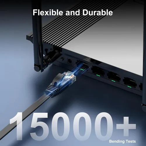 Vista 6 de Cable Ethernet Cat 6 de 1 pie (paquete de 5) (a un precio Cat5e pero mayor ancho de banda) Cable de red de Internet Cat6 plano – Cables de conexión