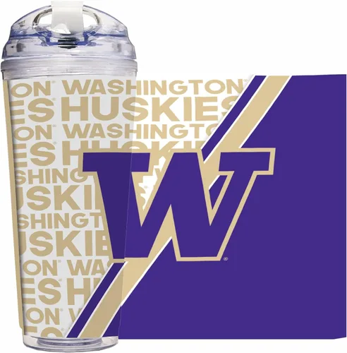 Vista 52 de Rico Industries Taza acrílica NCAA estándar de 24 onzas con tapa con bisagra, taza de doble pared oficialmente licenciada con pajita
