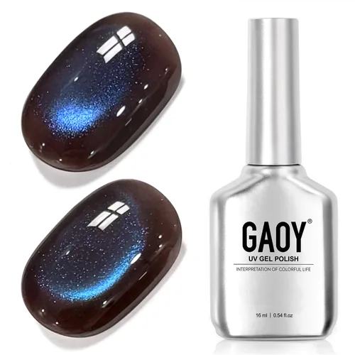Vista 21 de GAOY Esmalte de uñas de gel Brown Cat Eye, 4629 azul ámbar, 0.5 fl oz Ámbar azul