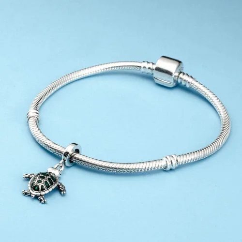 Vista 3 de Dijes de sirena originales de plata de ley 925 con dijes de animales para mujer, pulsera de cadena de serpiente europea