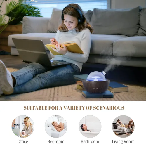 Vista 6 de Difusores de Aceite Esencial de Vidrio, Difusor de Aromaterapia de 280 ml para Aceites Esenciales de Habitación Grande, Humidificador de Niebla Fría