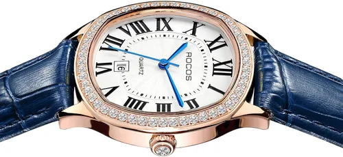 Vista 7 de Women's Watches Leather Crystal Quartz Round Watch Ladies Diamond Dial Bracelet Wrist Waterproof Watch Business Stainless Steel Case Fashion Leather