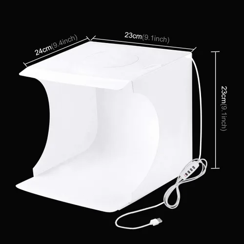 Vista 2 de PULUZ - Caja de luz de estudio fotográfico de 9.1 in, portátil, plegable, caja de estudio de fotografía, brillo ajustable, kit de caja de tienda