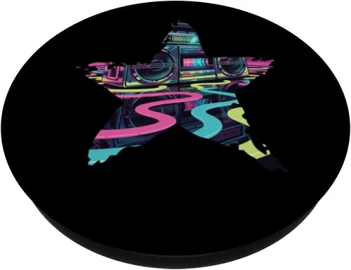 Vista 2 de Retro Boombox Star - Vintage 80s Style PopSockets Adhesive PopGrip