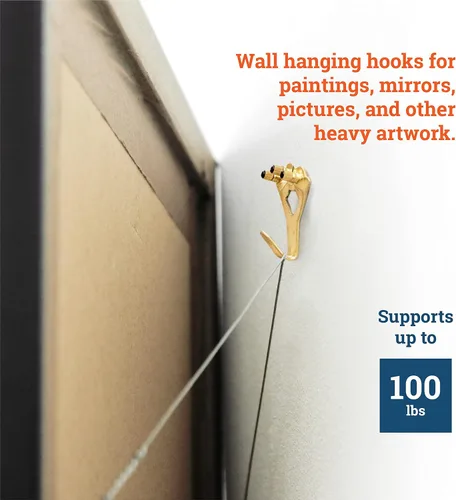 Vista 4 de Perchas de fotos de 100 libras, paquete de 10 con clavos, ganchos para colgar cuadros, accesorios para colgar cuadros, ganchos o colgadores