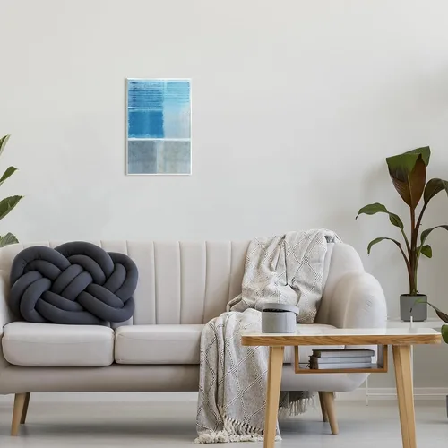 Vista 3 de Stupell Industries Flora Kouta - Placa de pared abstracta azul y gris