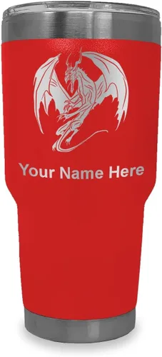 Vista 25 de LaserGram Vaso aislado al vacío de 20 onzas, dragón, grabado personalizado incluido (negro)