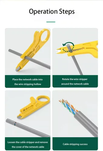 Vista 4 de Mini pelacables de red, cortador perforador para cables CAT‑5, CAT‑5e y CAT‑6 RJ45, cable de teléfono y cable UTP de computadora, hoja de acero